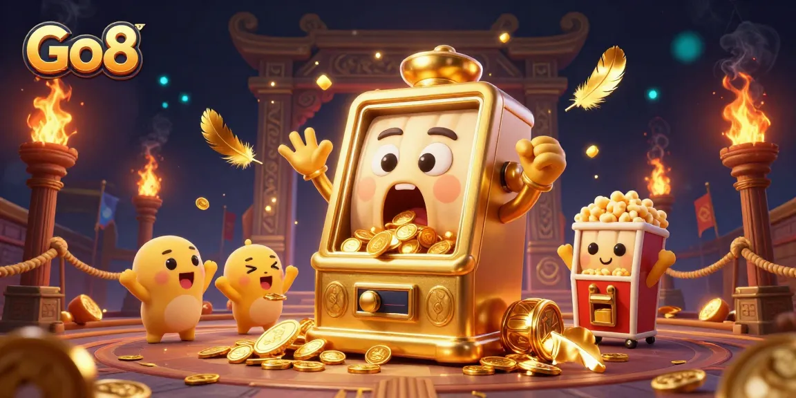 Go8 slot machine celebrates jackpot win as baby slots cheer with golden coin showers