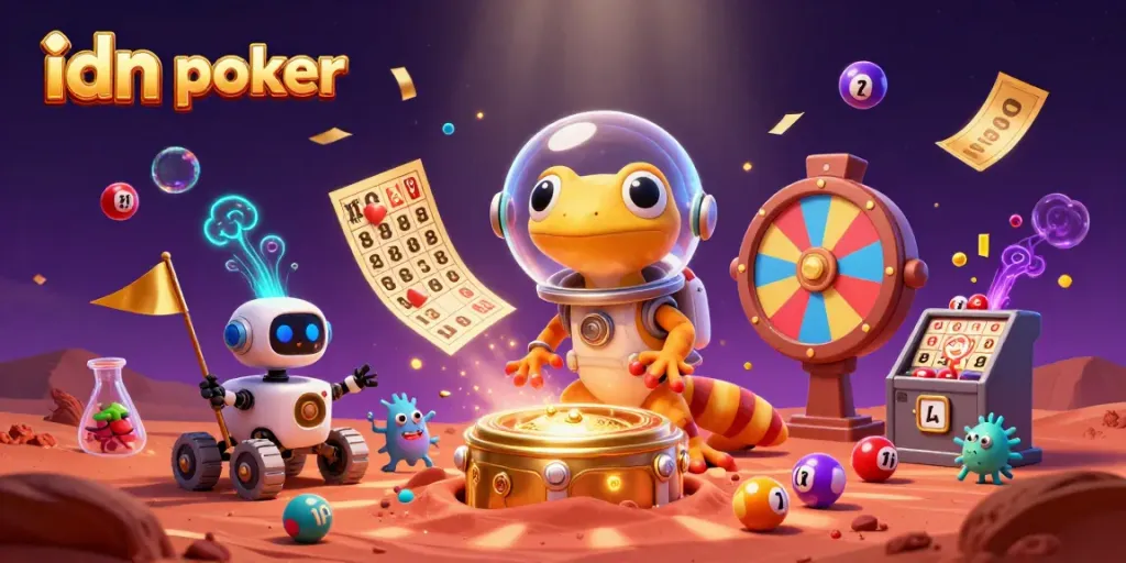 Experience idn poker with a cosmic twist, as a Martian gecko and friends discover a golden casino.