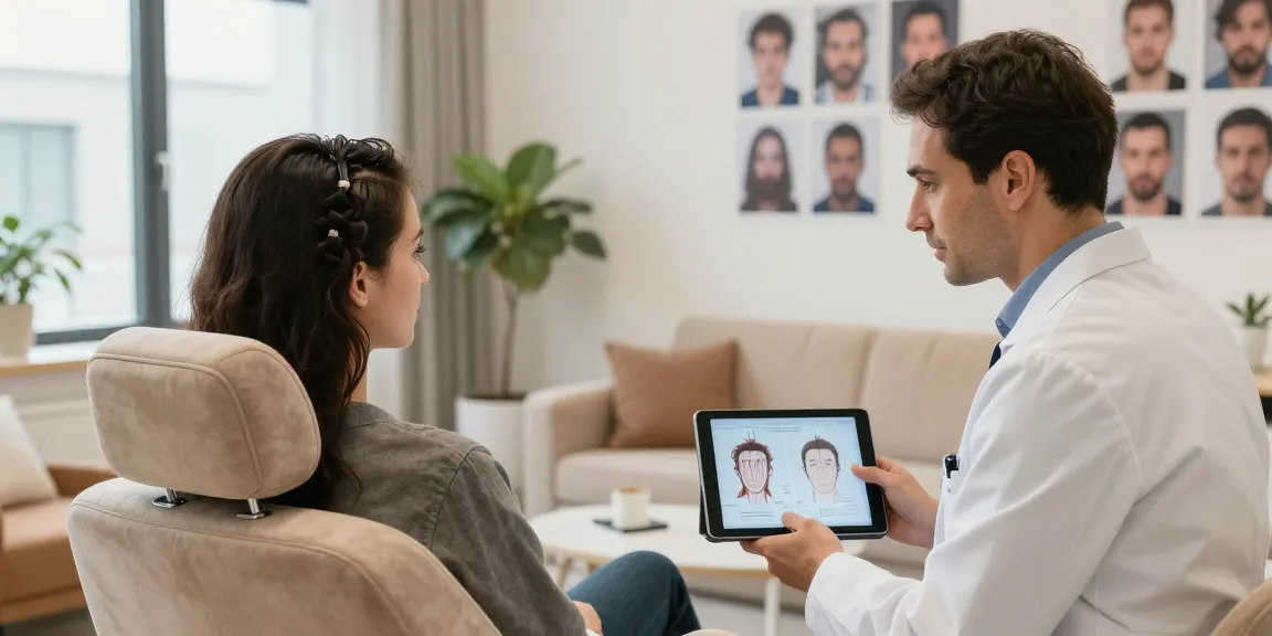 Hair transplant turkey price consultation scene with doctor discussing options