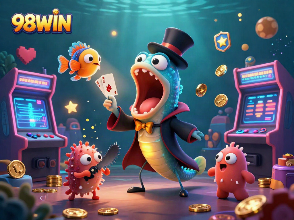 Experience thrilling card tricks with 98WIN's magical underwater casino adventure featuring dynamic characters.