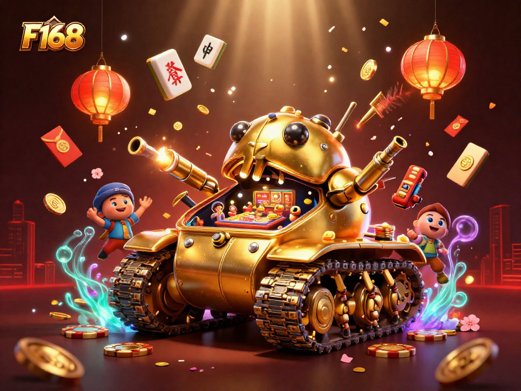 Experience thrilling gameplay with F168's exciting casino world in a vibrant 3D scene.