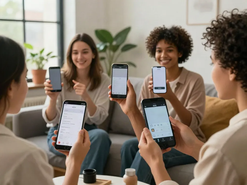 Individuals exploring alternatives to QOVES in a stylish setting.