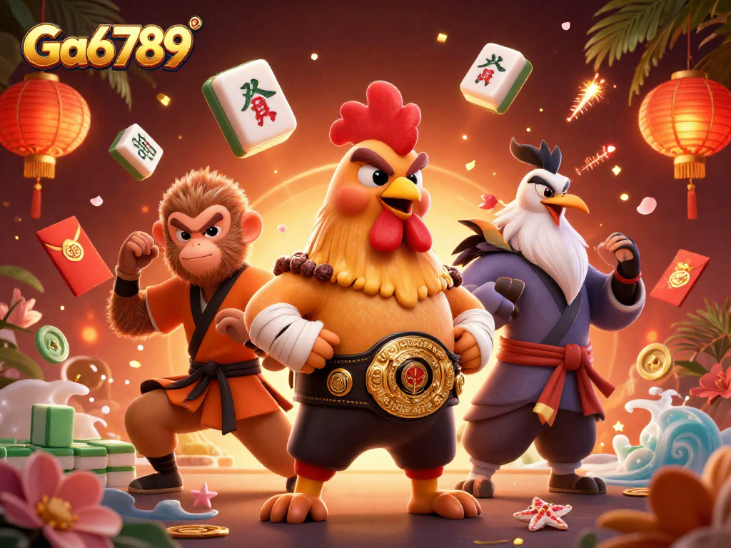 Experience Ga6789 through this vibrant 3D illustration of lively casino characters and elements.