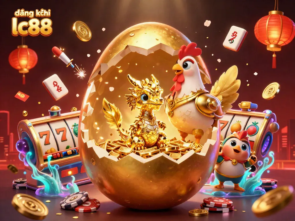 Engage with đăng ký lc88 through exciting slot reels and dazzling characters in a vibrant casino scene.
