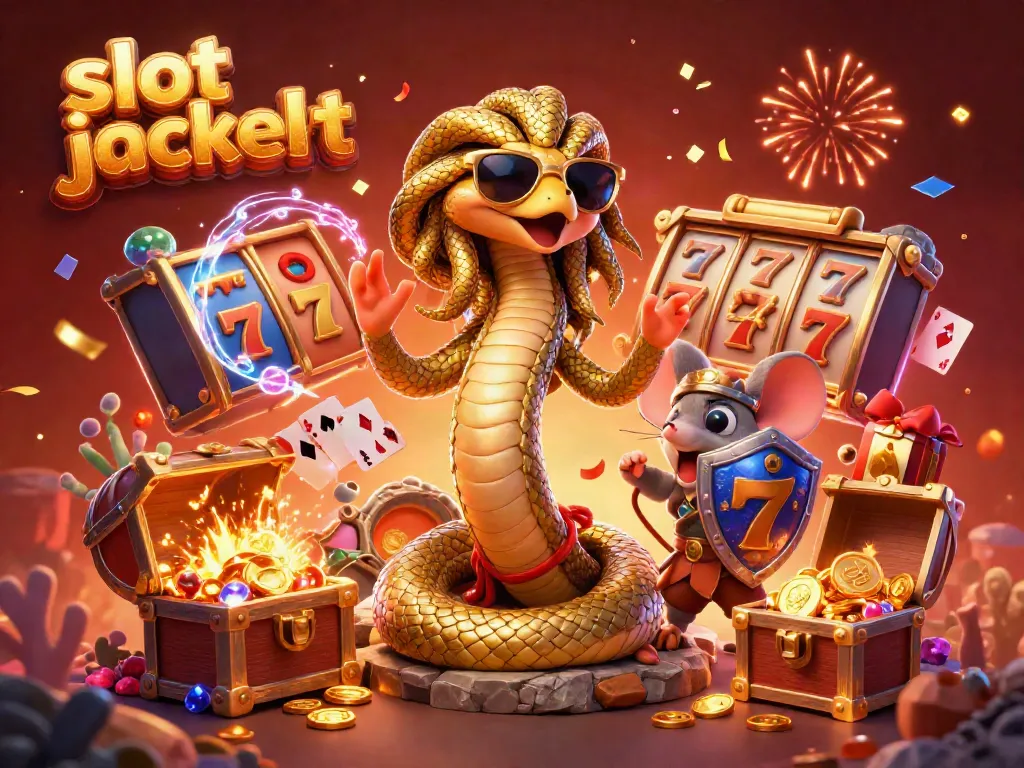 Experience slot jackpot thrills with Medusa, a warrior mouse, and vibrant casino elements in this engaging scene.