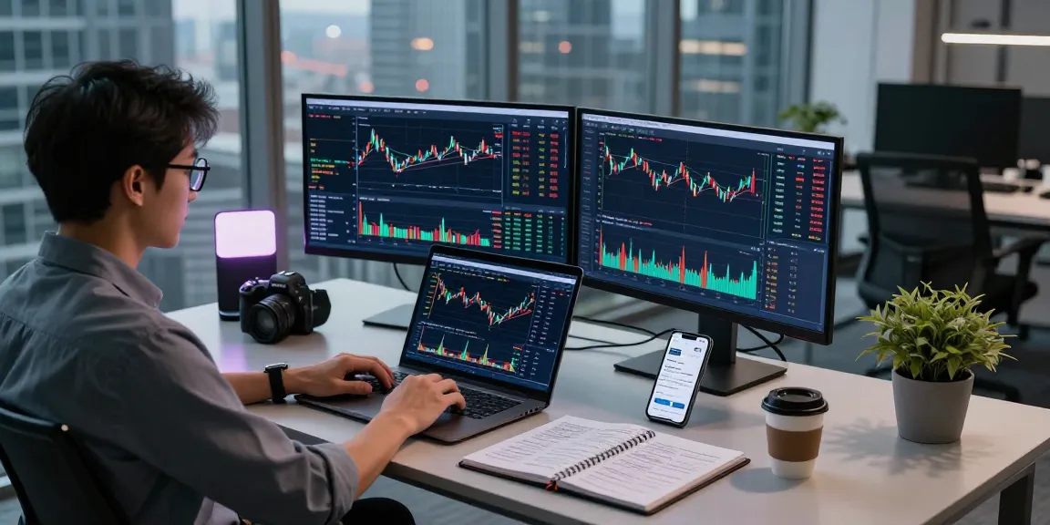 Developer analyzing real-time data with Dow Jones index API in a tech-driven workspace.