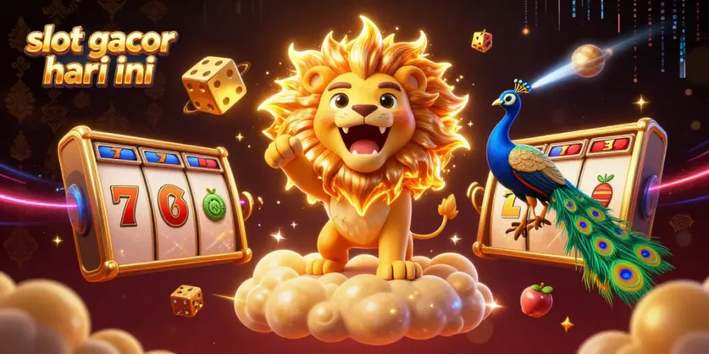Witness the exciting action of slot gacor hari ini with vibrant symbols and a heroic sun lion, exuding energy.