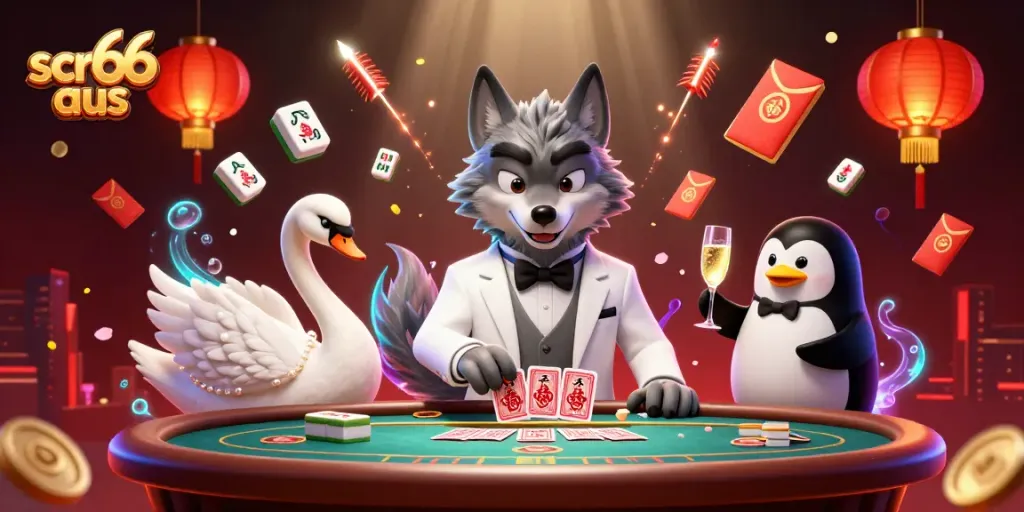 Engage with scr66 aus in this vibrant illustration of an elegant baccarat scene.