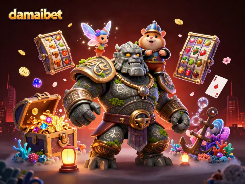 Experience thrilling gambling action with damaibet in this vibrant 3D casino scene.