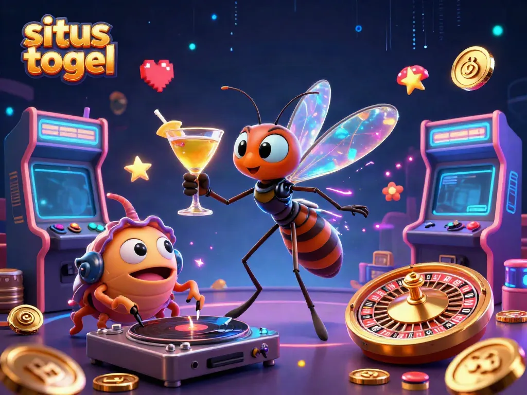 Engaging scene with situs togel mascot and animated casino elements creating excitement and energy.