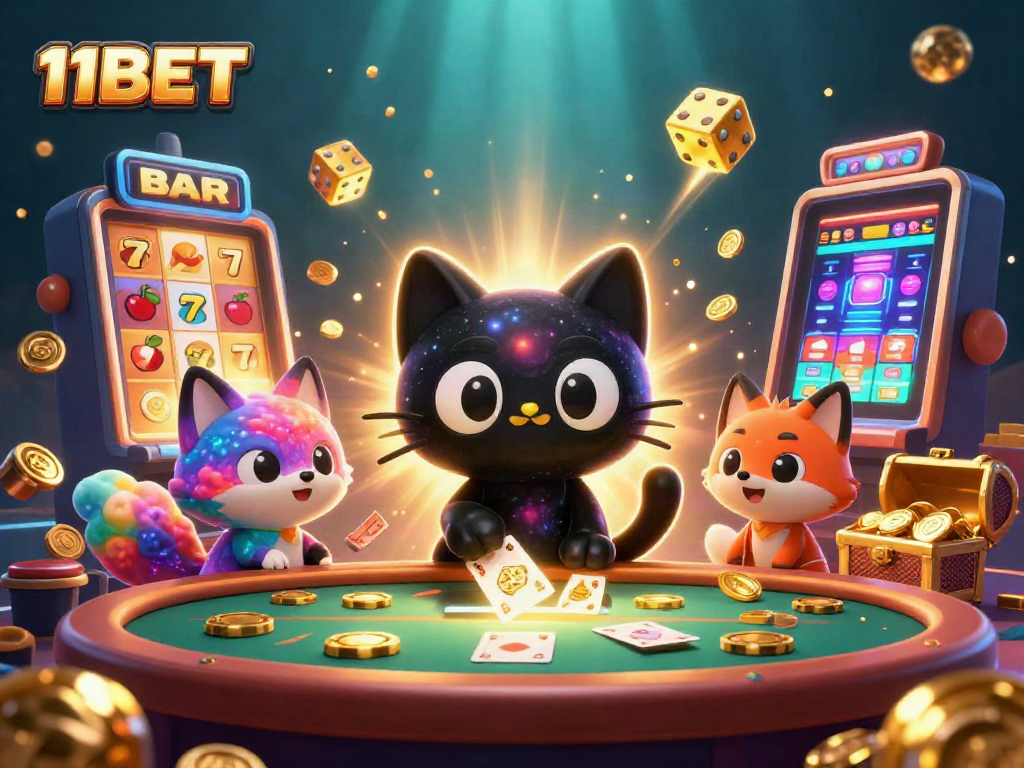 Experience the thrill of 11BET with a cosmic casino adventure featuring whimsical characters.