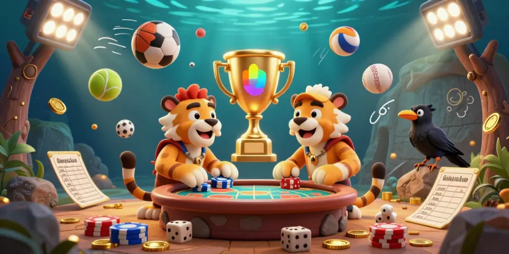 Experience dynamic gaming action at the mm88 casino with animated characters and vibrant sports elements.