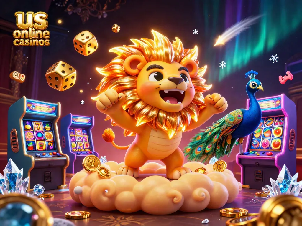 Experience thrilling us online casinos with vibrant slots and dynamic game elements in a spectacular 3D scene.
