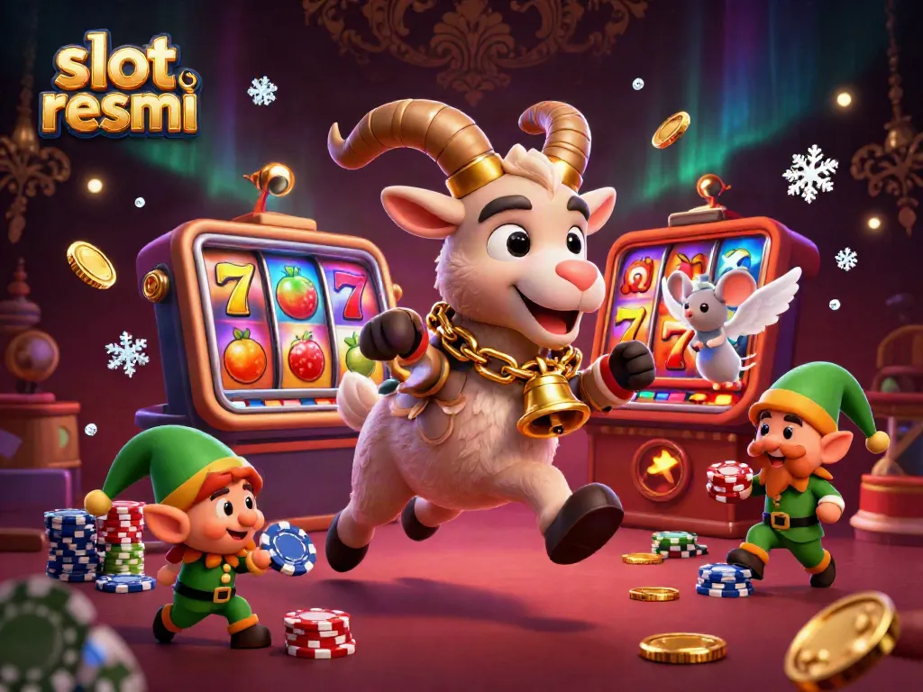 Engage with exciting slot resmi gameplay as festive Krampus and mischievous elves play in a vibrant casino scene.