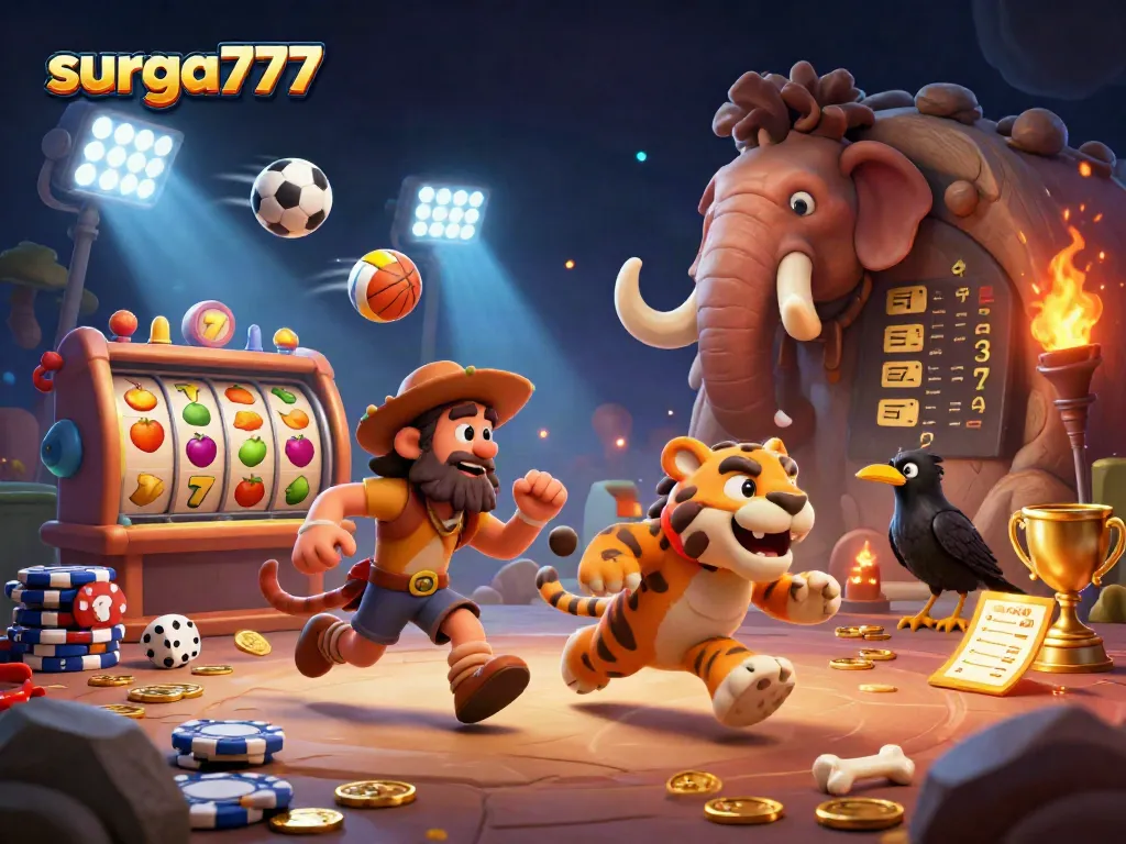 Experience the excitement of surga777 with vibrant slot reels, lucky symbols, and animated casino scenes.