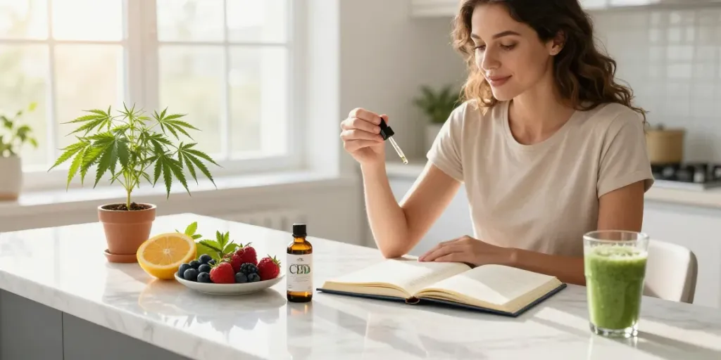 Budget cigarette and top smokes Australia wellness routine, featuring premium CBD oil, natural light, and fresh plants.