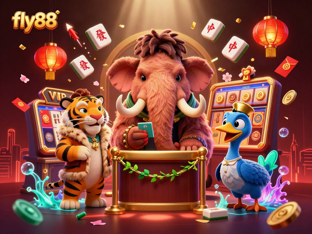Experience the vibrant casino atmosphere with fly88 as characters engage in lively entertainment.