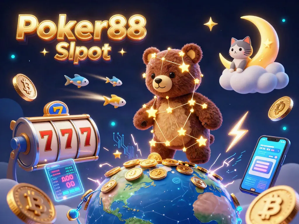 Spin and win big with Poker88 Slot, featuring vibrant 3D elements and glowing coins!