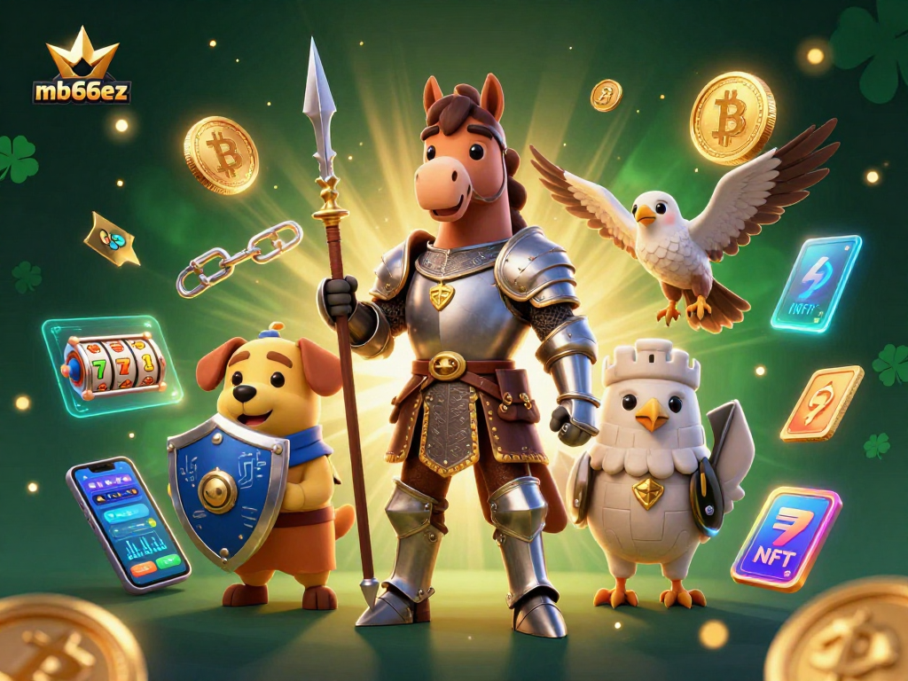 Spin the reels with mb66ez in this vibrant crypto-themed medieval casino scene.