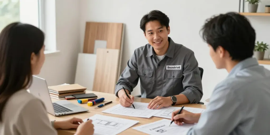 Home office remodeling services by trusted local contractor in bright workspace.