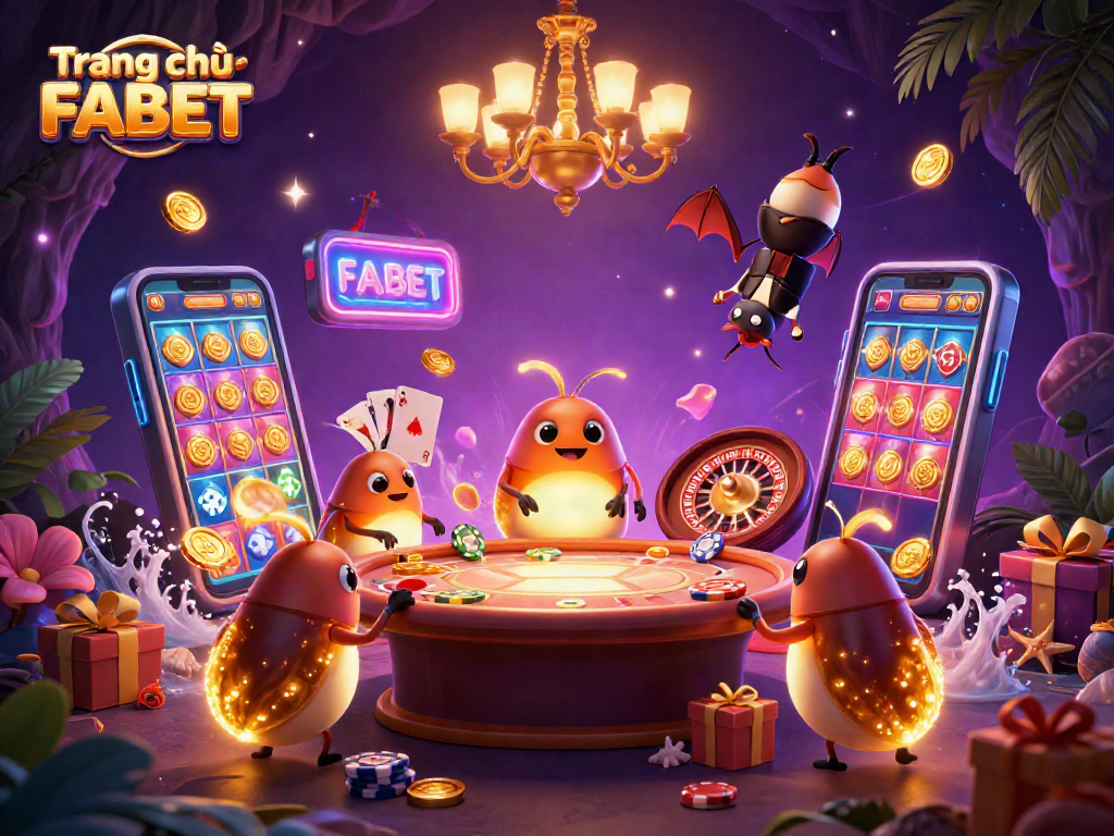 Experience the thrill of Trang chủ FABET with glowworms illuminating a vibrant casino scene filled with games and excitement.
