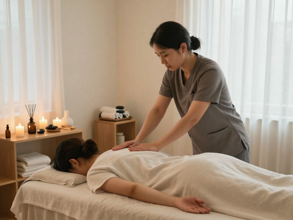 Experience 신촌출장안마 in a serene wellness space with a therapist providing relaxing mobile massage therapy.