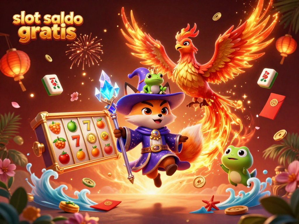 Experience the excitement of slot saldo gratis with this vibrant 3D casino illustration.