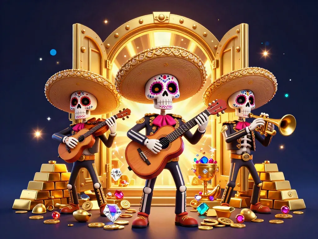 Experience exhilarating gaming with batman138's vibrant Day of the Dead celebration scene filled with treasures.