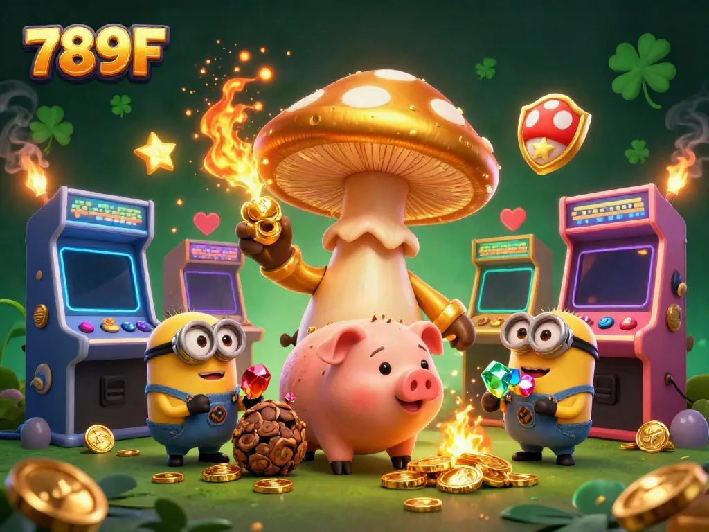 Experience the thrill of jackpot games at 789F with vibrant 3D casino elements and characters.