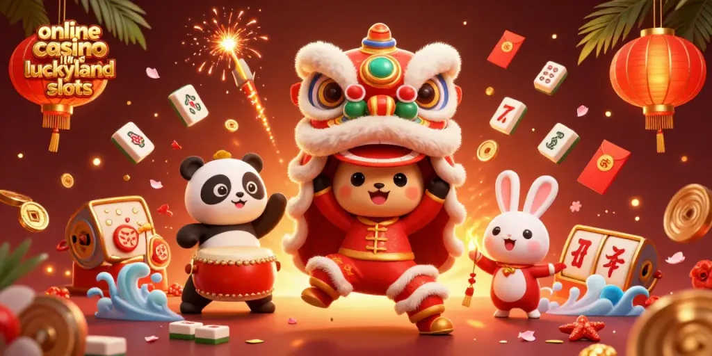 Play exciting slots at an online casino like LuckyLand Slots with vibrant characters and lots of fun!