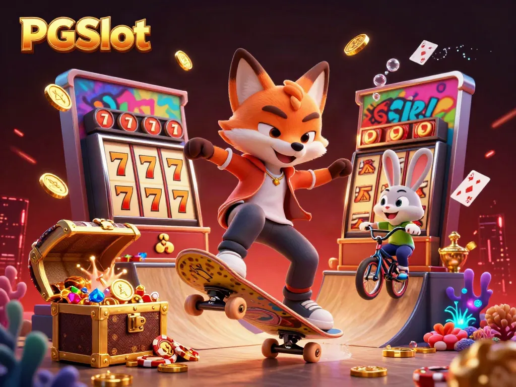 Experience thrilling PGSlot action with colorful casino-themed characters and dynamic elements.