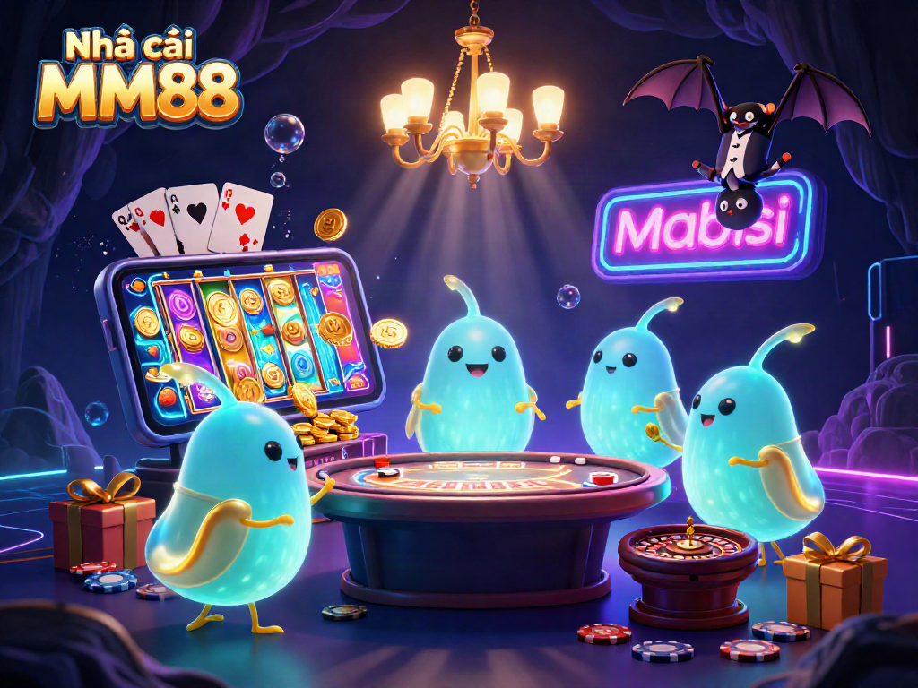 Experience the excitement of Nhà cái MM88 with bioluminescent glowworms and vibrant casino elements.