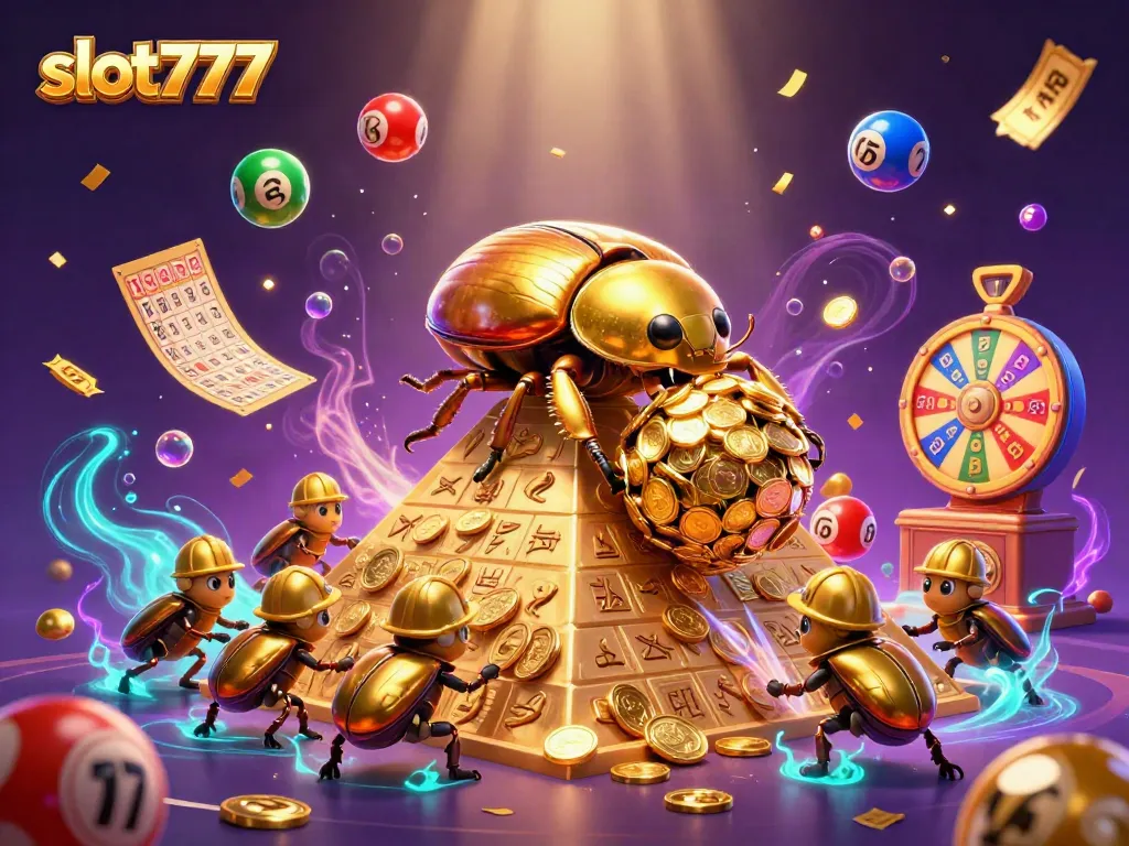 Play exciting slot777 games with colorful elements and a dynamic casino scene.