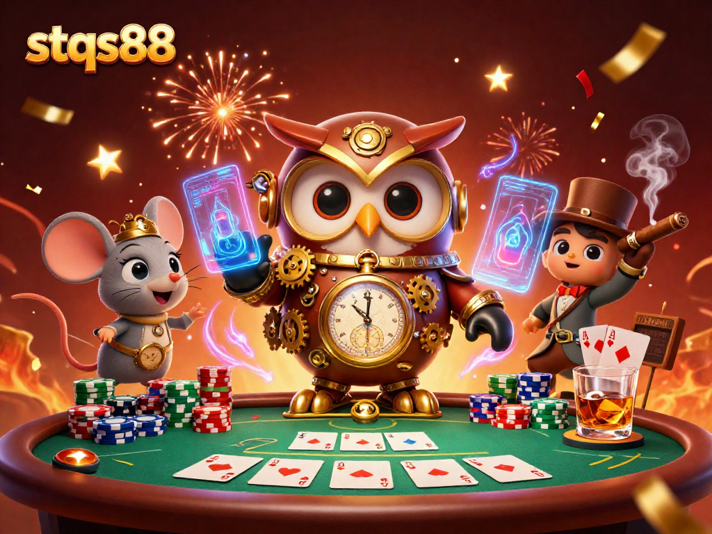 Engage with stqs88's exciting gaming adventure amidst vibrant 3D casino elements.